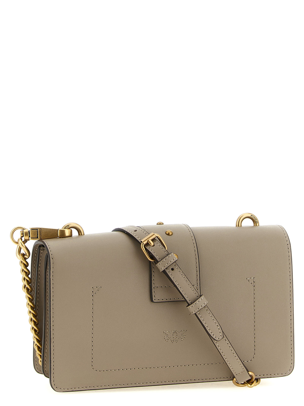 PINKO Gray Calfskin Crossbody Bag - Luxury Redefined