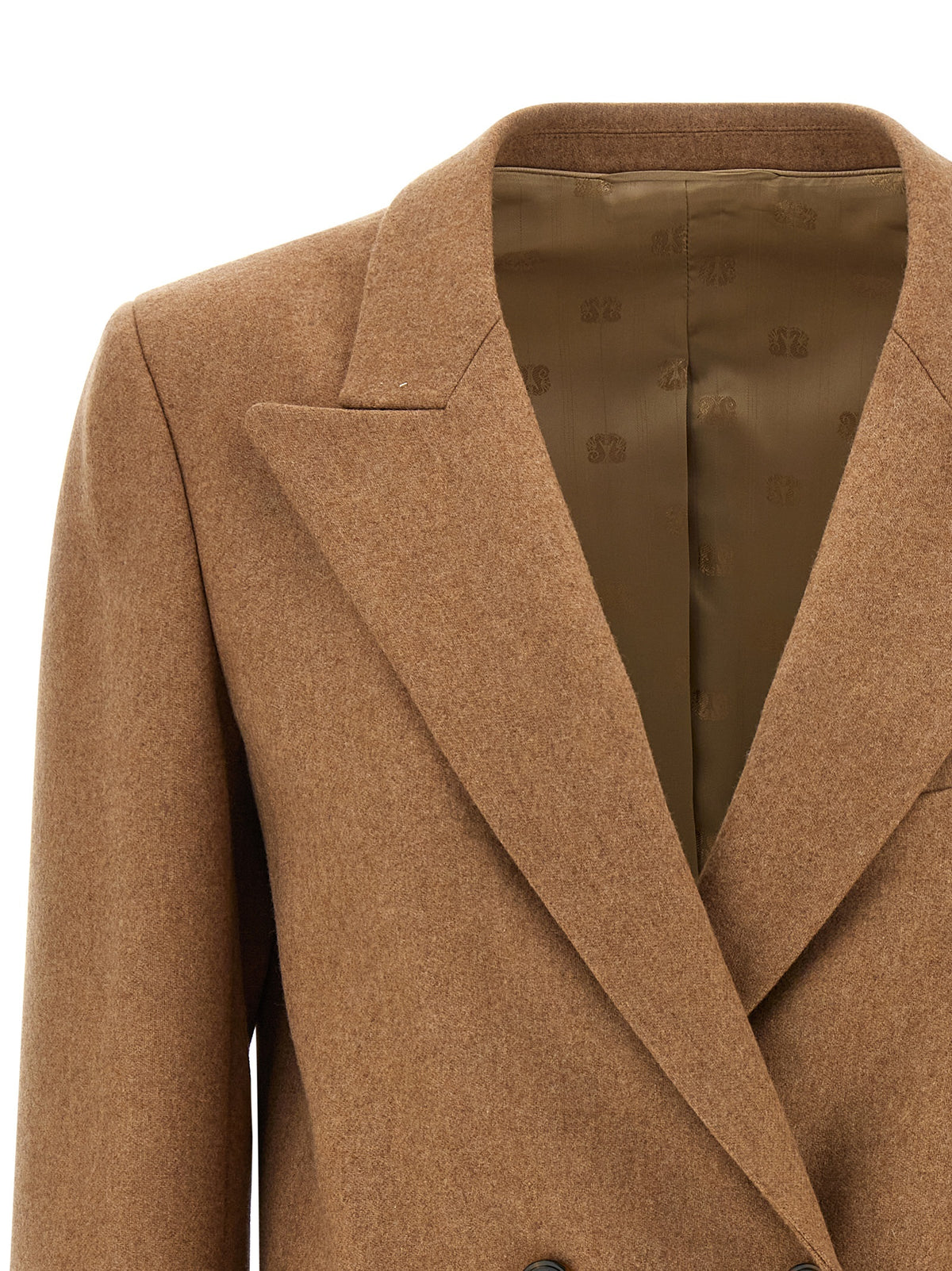 Indulge in the Blazé Milano Beige Virgin Wool Blazer, a luxurious blend of virgin wool and cashmere, embodying timeless elegance and unparalleled craftsmanship for the discerning individual.