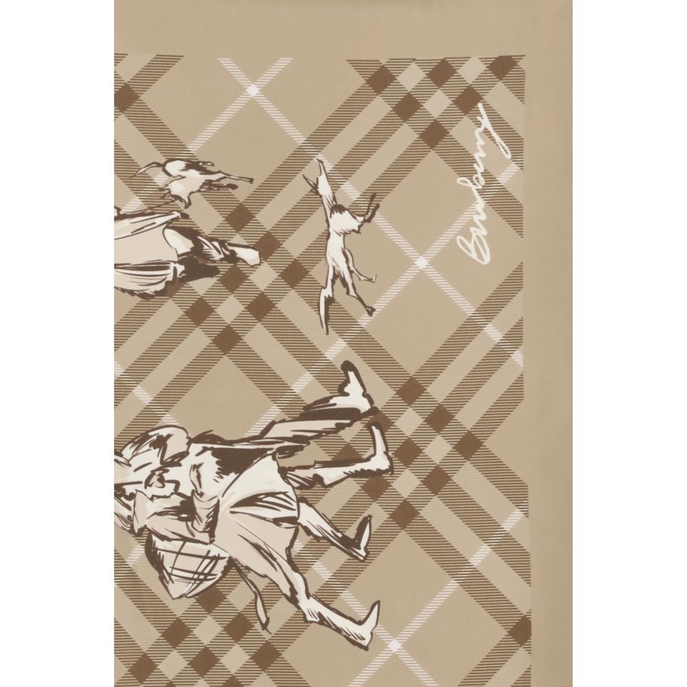 Indulge in the Burberry Beige Silk Scarf, a masterpiece of 100% silk that blends timeless elegance with playful artistry, perfect for elevating any ensemble.