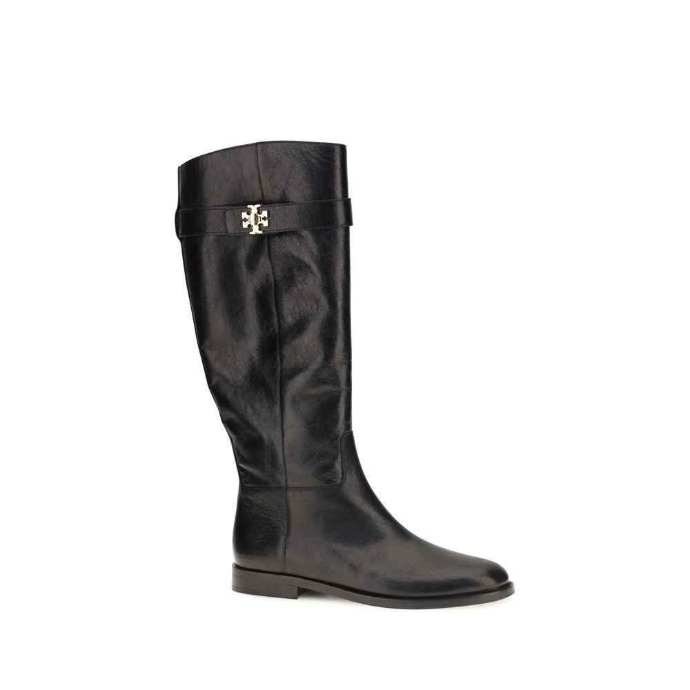 Experience the allure of Tory Burch's Black Calf Leather Bos Taurus Lace-Up Boots, where equestrian elegance meets urban sophistication, crafted for the discerning individual.