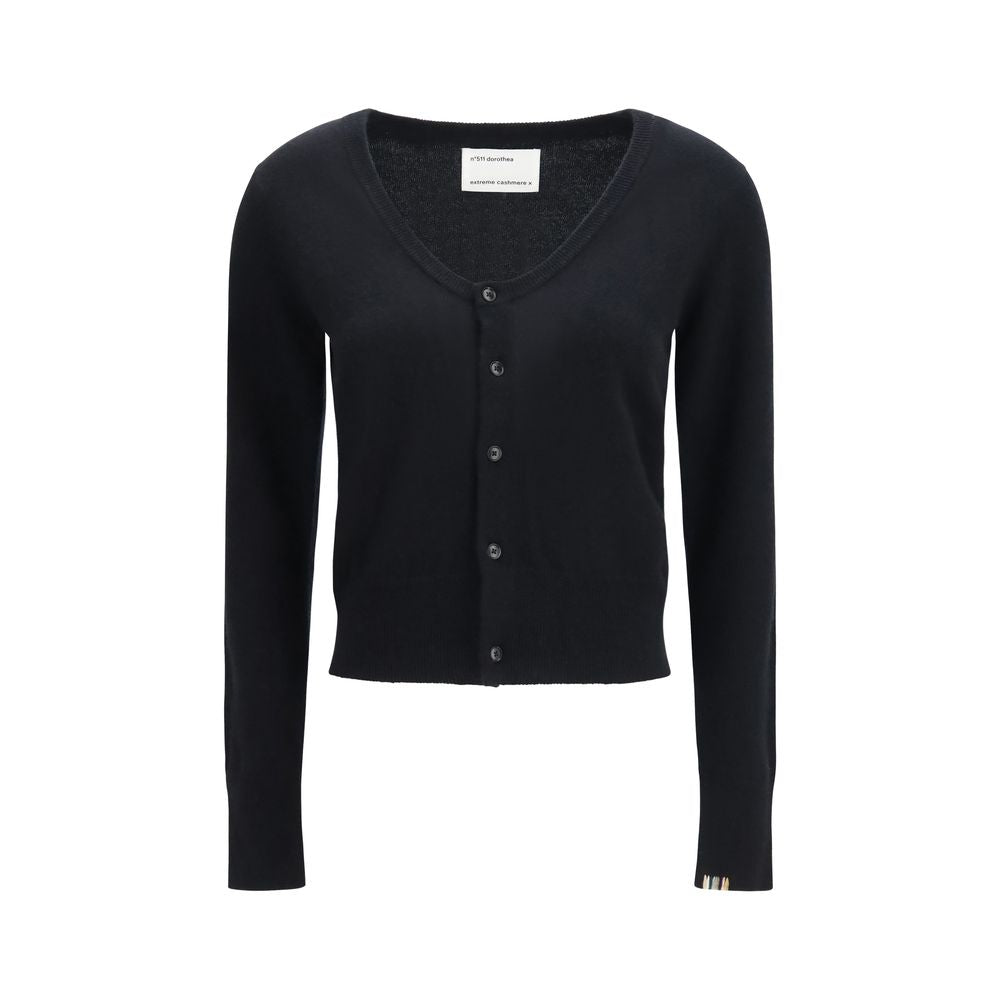 Discover the Extreme Cashmere Black Cashmere Cardigan from the AW26 collection, a sublime blend of 100% cashmere that embodies elegance and sophistication.
