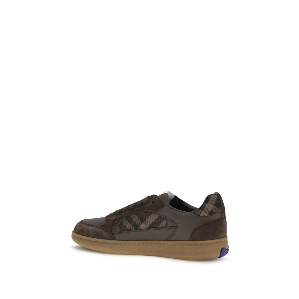 Elevate your style with Burberry's Brown Calf Leather Bos Taurus Athletic Sneakers, a perfect blend of sporty elegance and luxurious craftsmanship for the discerning individual.