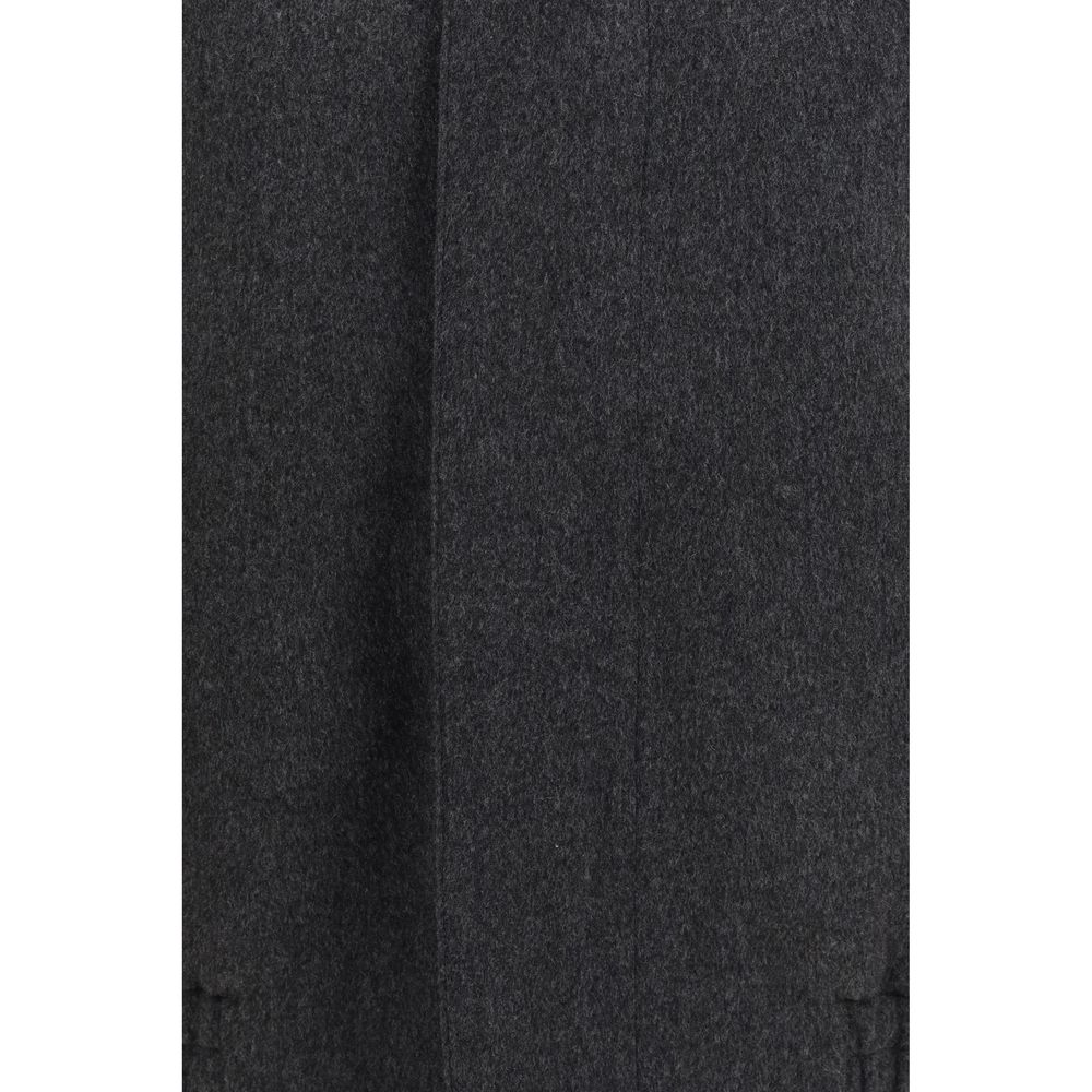 Indulge in the Lardini Gray Wool Oves Aries Bomber, a masterful blend of refined wool and leather, embodying luxury and sophistication for the discerning individual.