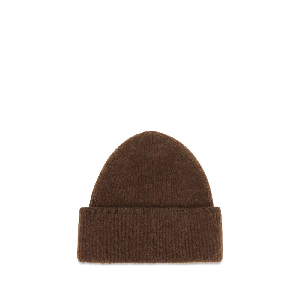 Indulge in the exquisite Jacquemus Brown Alpaca Vicugna Pacos Beanie, a masterful blend of luxurious materials and refined design, perfect for elevating your style.