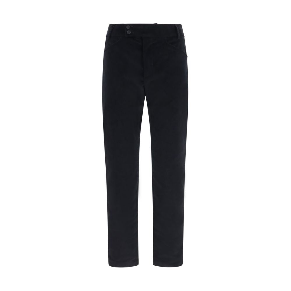 Indulge in the exquisite craftsmanship of Dolce & Gabbana's Black Cotton Casual Pants, where luxurious velvet meets tailored elegance, perfect for the discerning individual.