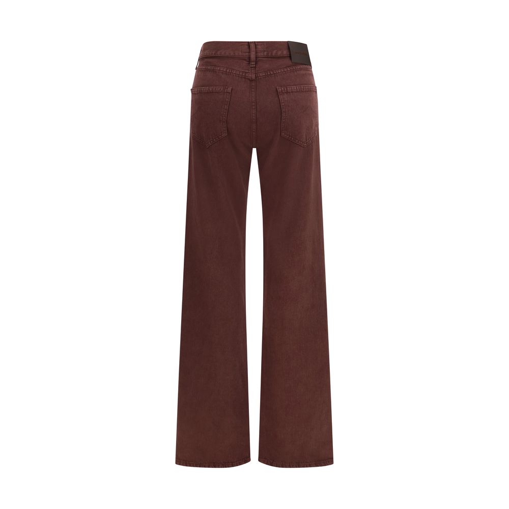 Indulge in the elegance of Jacob Cohen Bordeaux Cotton Straight-Leg Jeans, crafted from comfort denim with vintage-effect wash, embodying timeless luxury and sophistication.