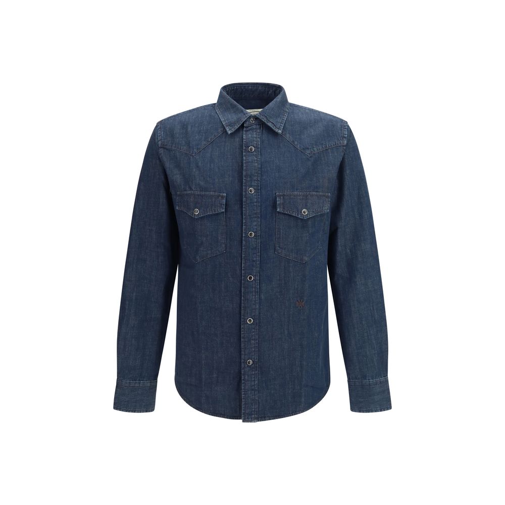 Indulge in the exquisite craftsmanship of the Jacob Cohen Blue Denim Shirt, a timeless piece that embodies luxury and sophistication for the discerning individual.