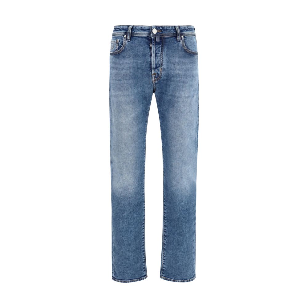 Indulge in the artisanal elegance of Jacob Cohen's Blue Cotton Slim Fit Jeans, crafted from premium stretch denim for a refined silhouette that embodies luxury and sophistication.