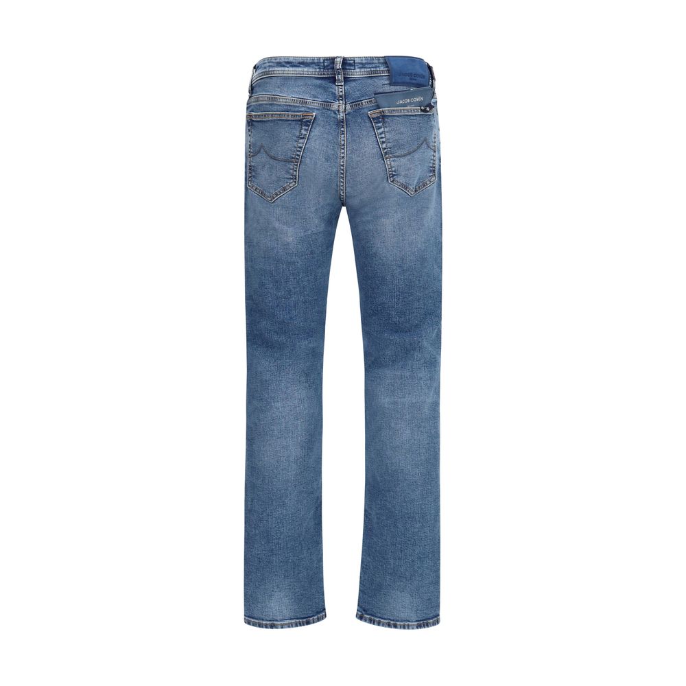 Indulge in the artisanal elegance of Jacob Cohen's Blue Cotton Slim Fit Jeans, where vintage-effect stretch denim meets refined craftsmanship for an elevated everyday silhouette.