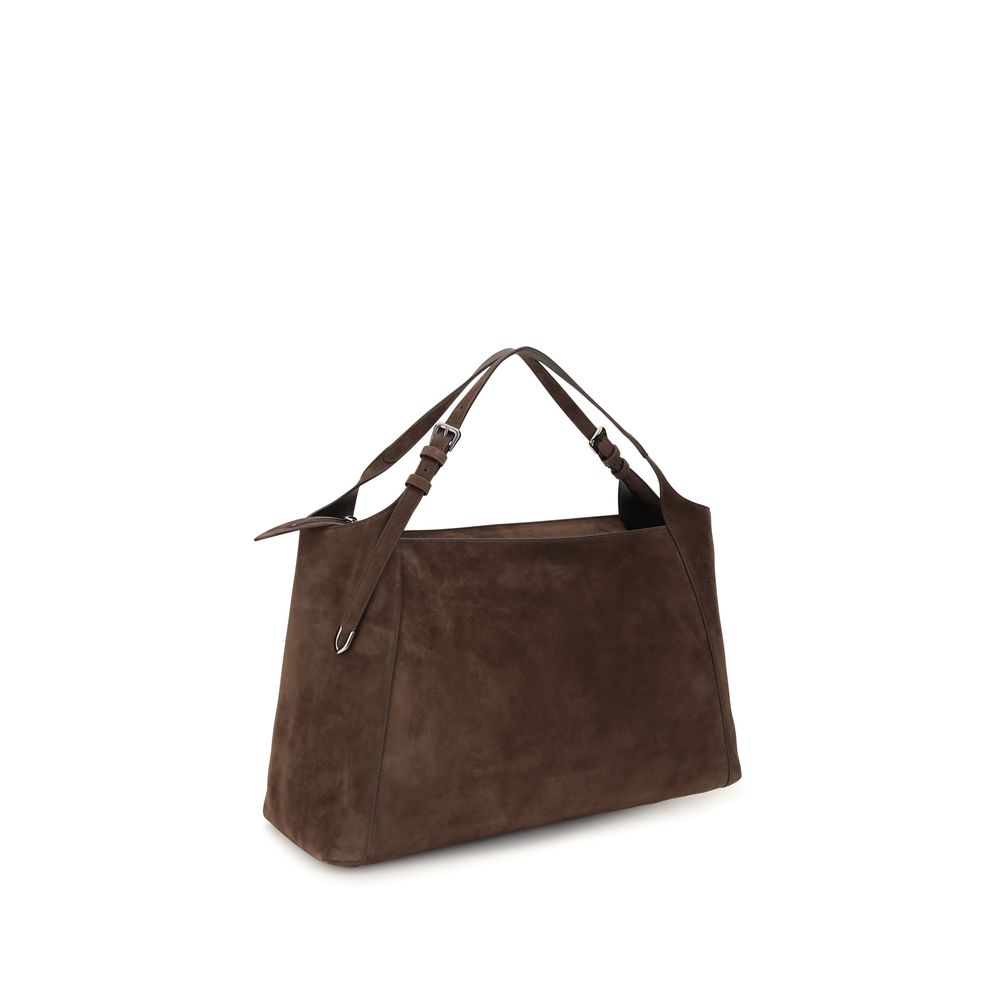 Brunello Cucinelli Brown Suede Leather Handbag - Effortless Luxury