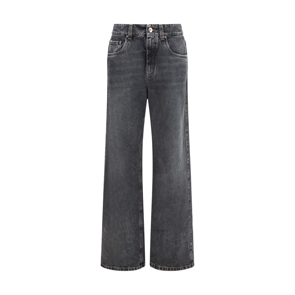 Brunello Cucinelli Gray Cotton Straight-Leg Jeans - Timeless Luxury