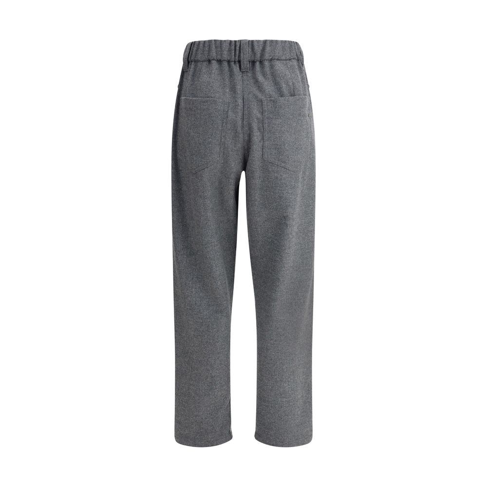 Discover the exquisite Brunello Cucinelli Gray Wool Casual Pants, crafted from luxurious fleece wool, embodying timeless elegance and sophisticated versatility for the discerning individual.