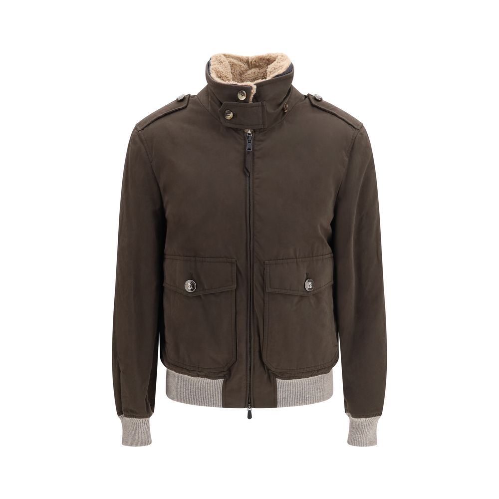 Brunello Cucinelli Brown Cotton Bomber - Timeless Luxury Outerwear