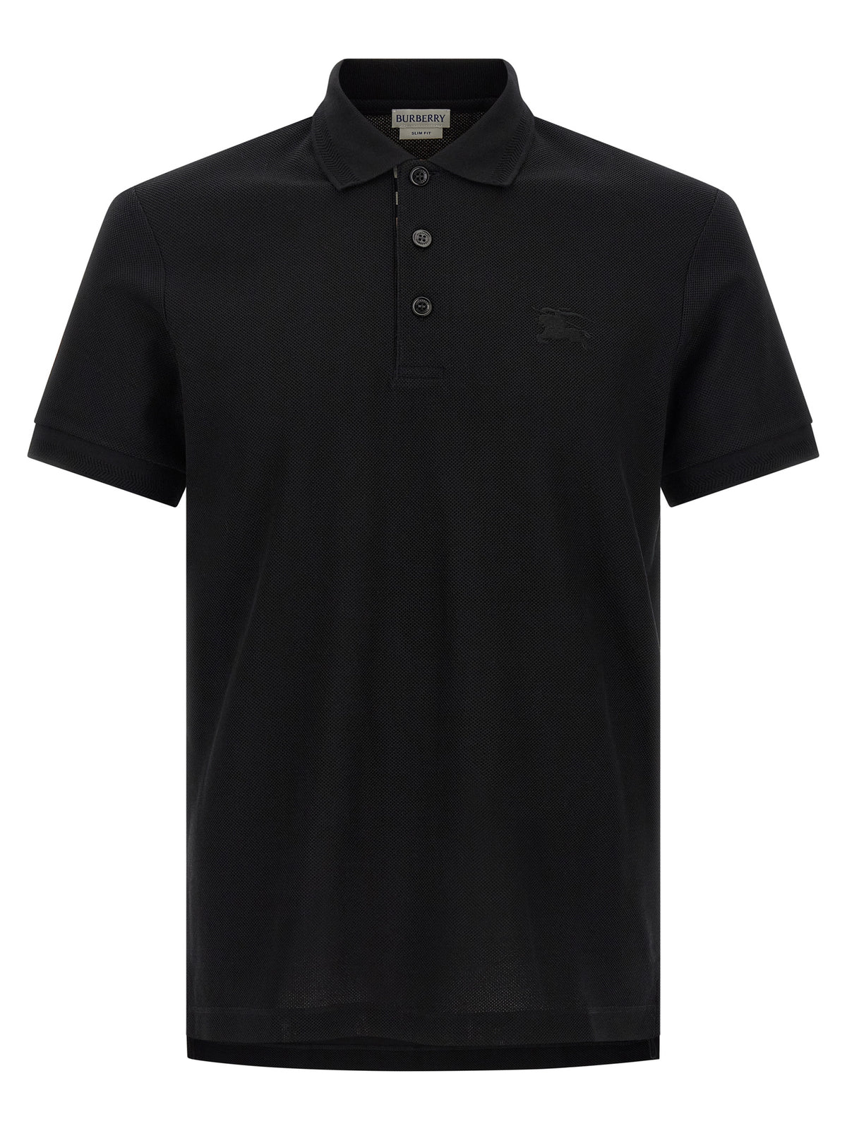 Discover the Burberry Black Cotton Polo Shirt from the 'Eddie' collection, a timeless blend of luxury and sophistication, perfect for the discerning individual.