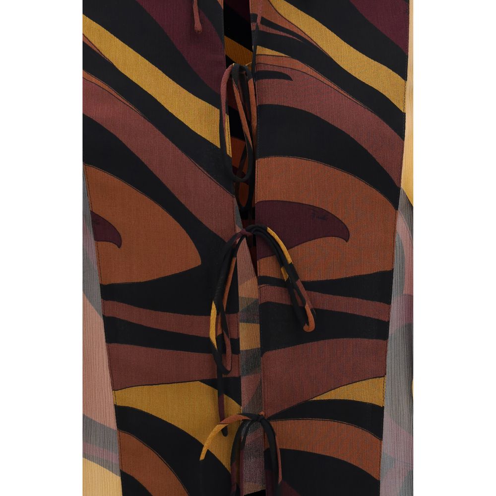 Indulge in the Emilio Pucci Multicolor Silk Pattern Shirt, a masterpiece of silk creponne with a fluid silhouette and exquisite detailing, perfect for the discerning fashion connoisseur.