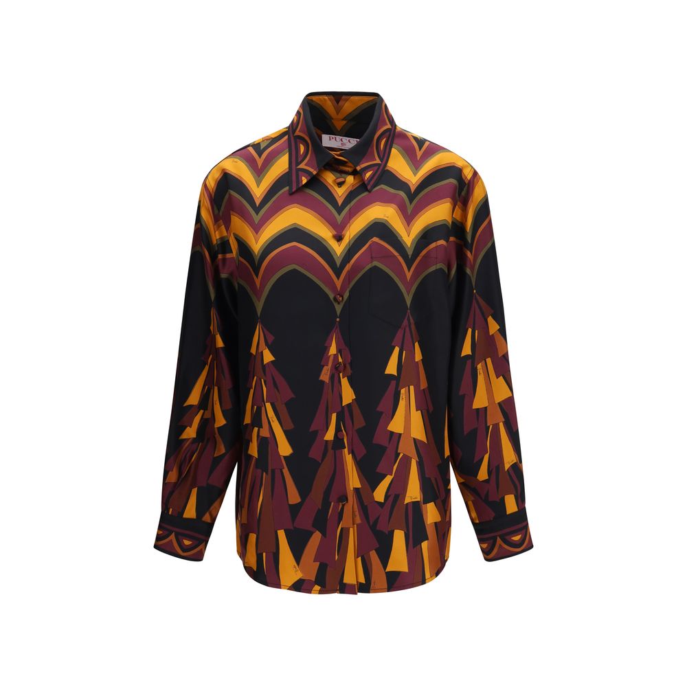 Indulge in the elegance of the Emilio Pucci Multicolor Silk Pattern Shirt, a masterpiece of silk twill that embodies fluidity and unique artistry for the discerning wardrobe.