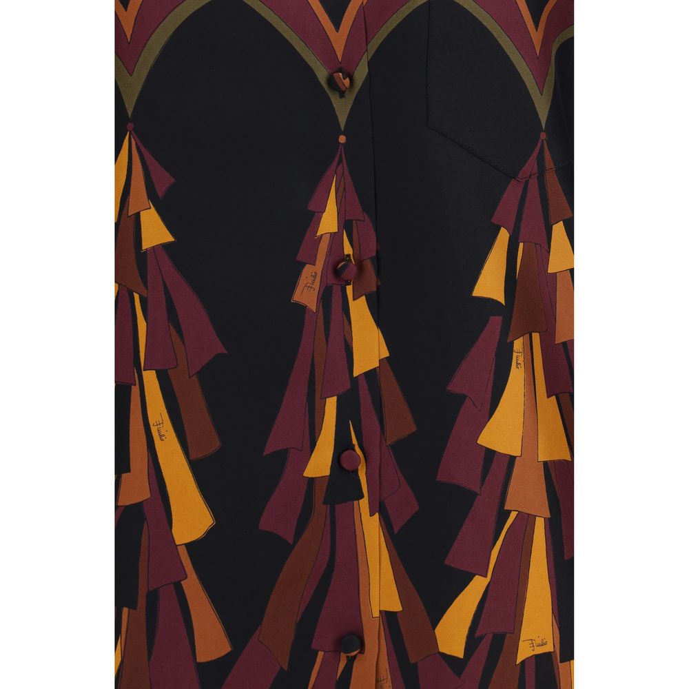 Elevate your wardrobe with the Emilio Pucci Multicolor Silk Pattern Shirt, a masterpiece of silk twill that embodies exquisite craftsmanship and distinctive elegance.