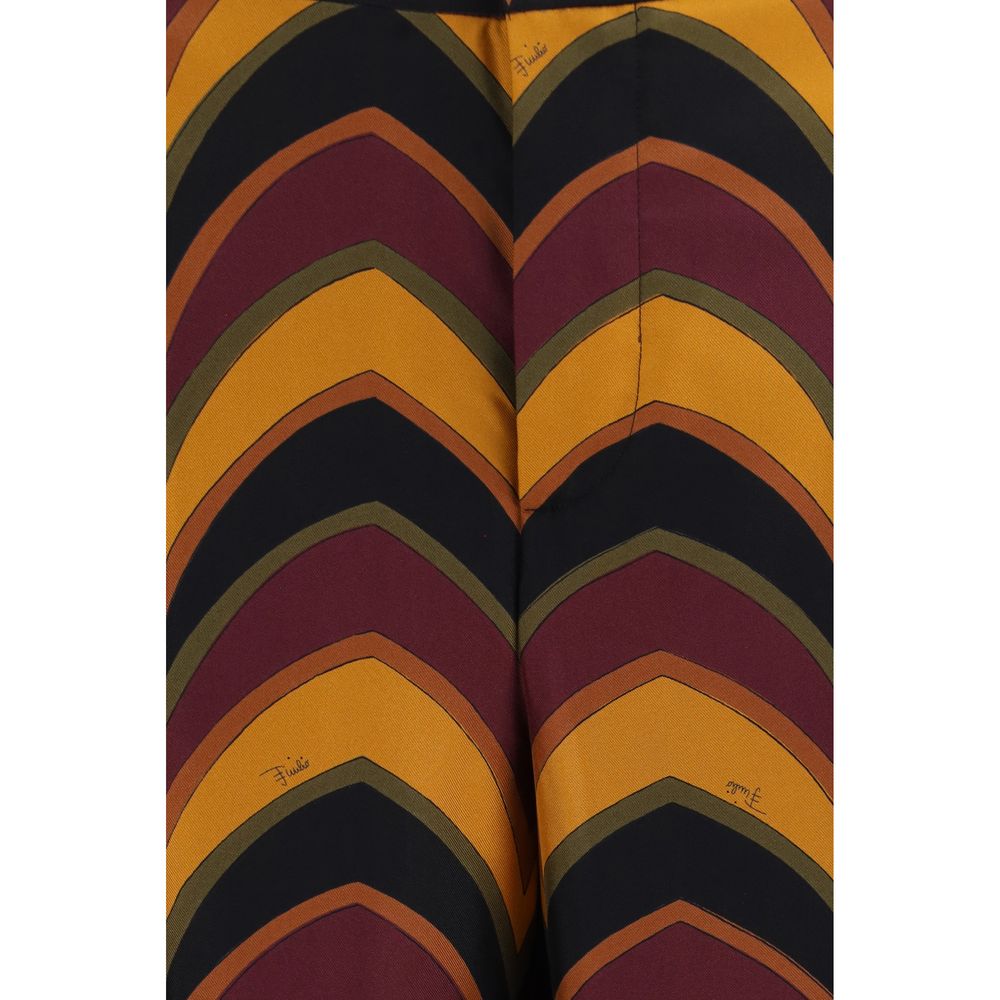 Elevate your wardrobe with Emilio Pucci's Multicolor Silk Casual Pants, a masterpiece of elegance and craftsmanship that embodies luxury and sophistication.