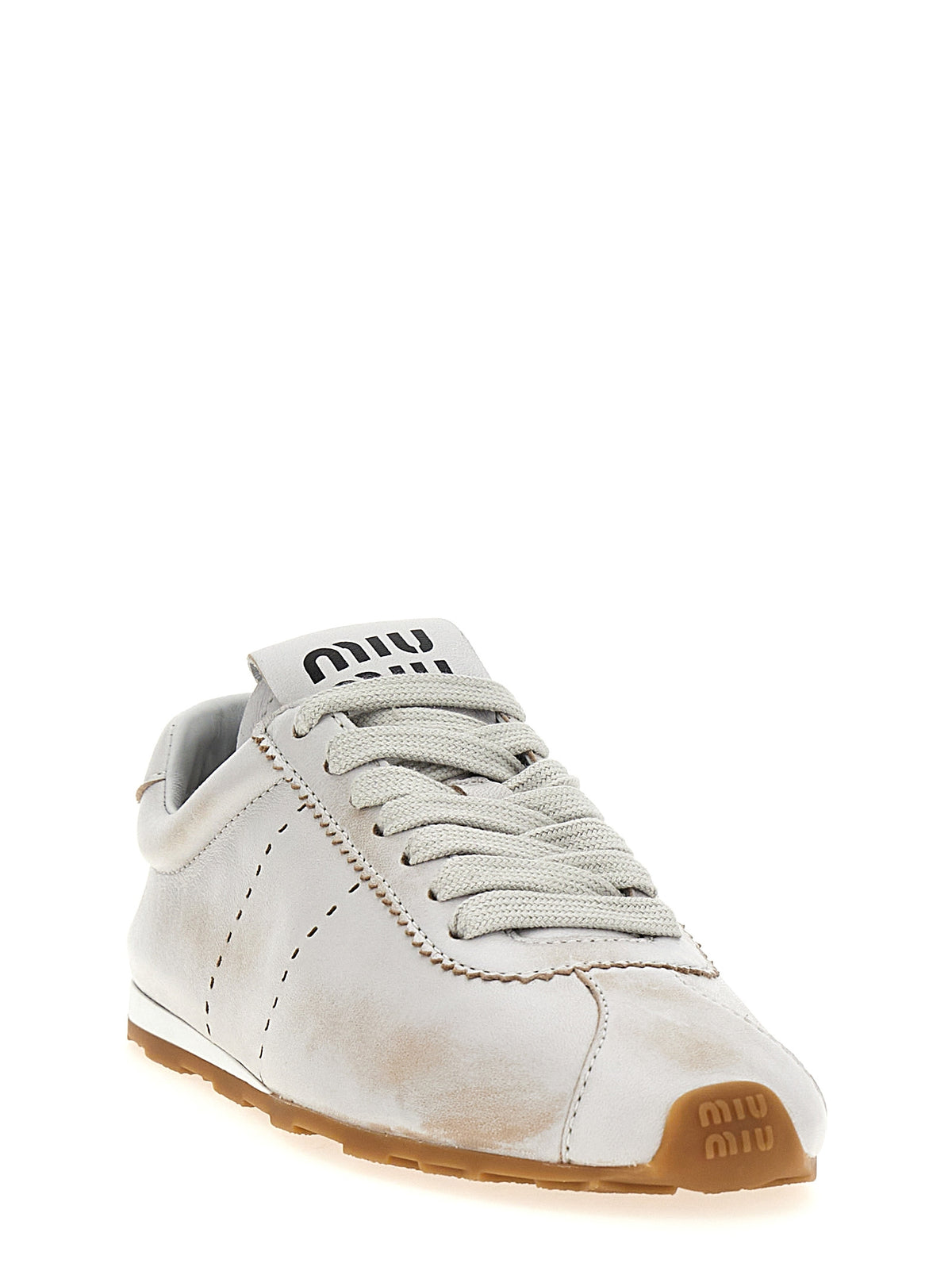 Miu Miu White Calfskin Low Top Sneakers