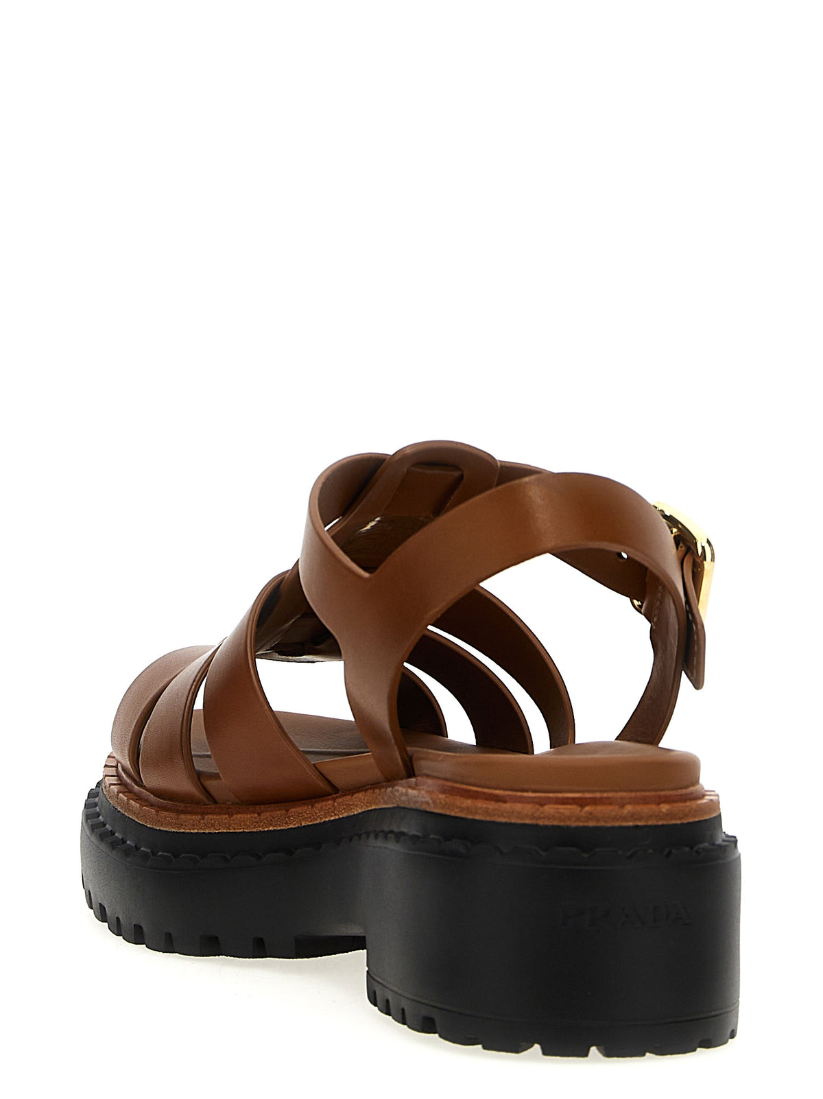 Prada Brown Calfskin Flat Sandals