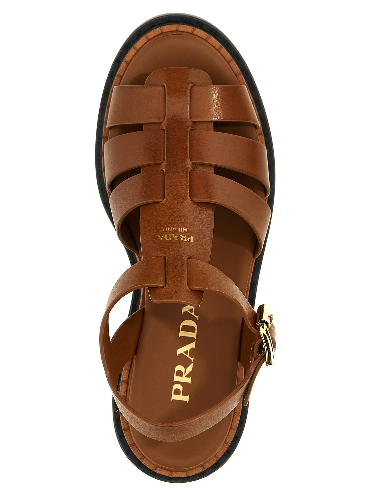 Prada Brown Calfskin Flat Sandals