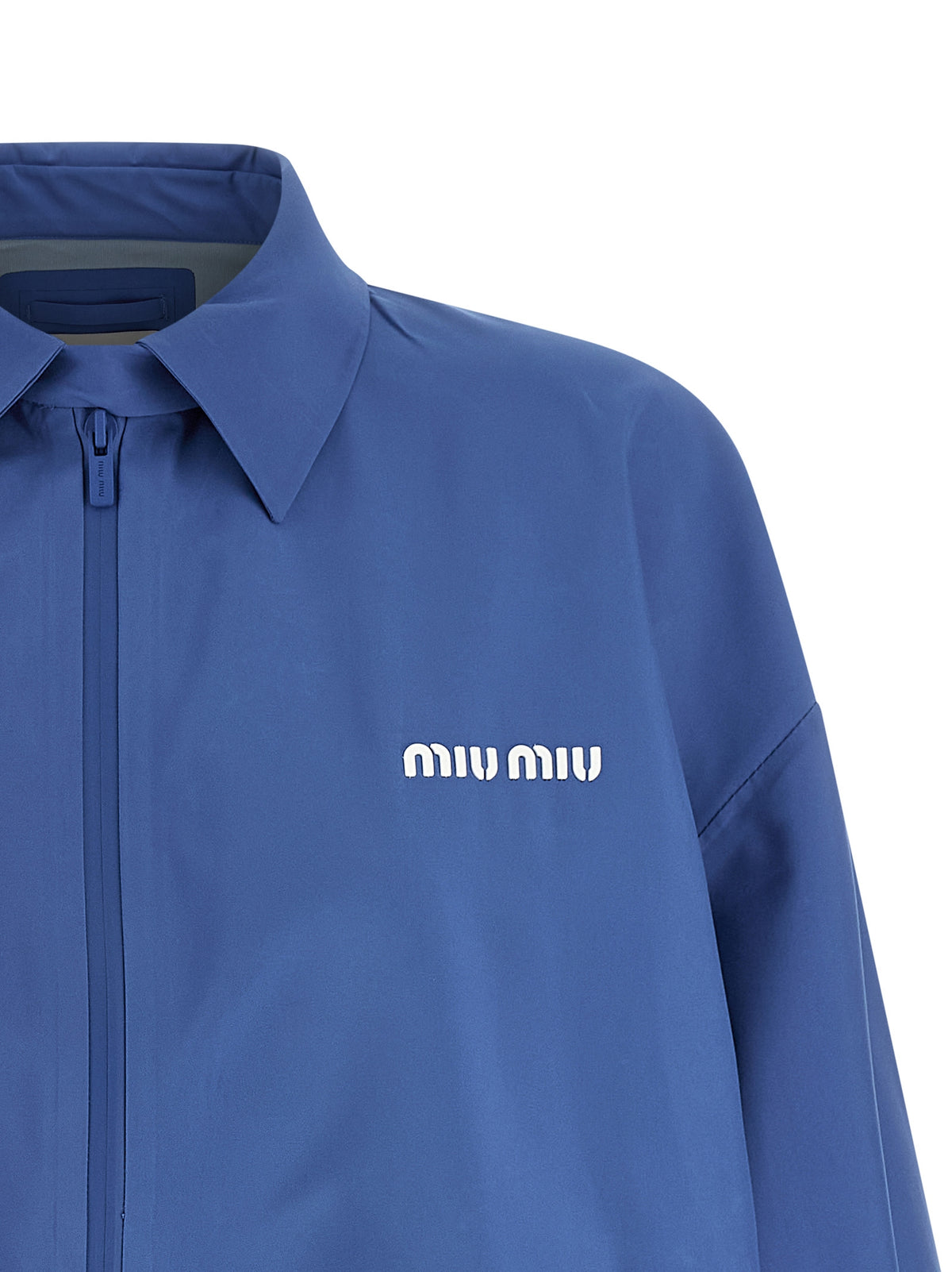 Miu Miu Blue Recycled Polyester Shell Jacket