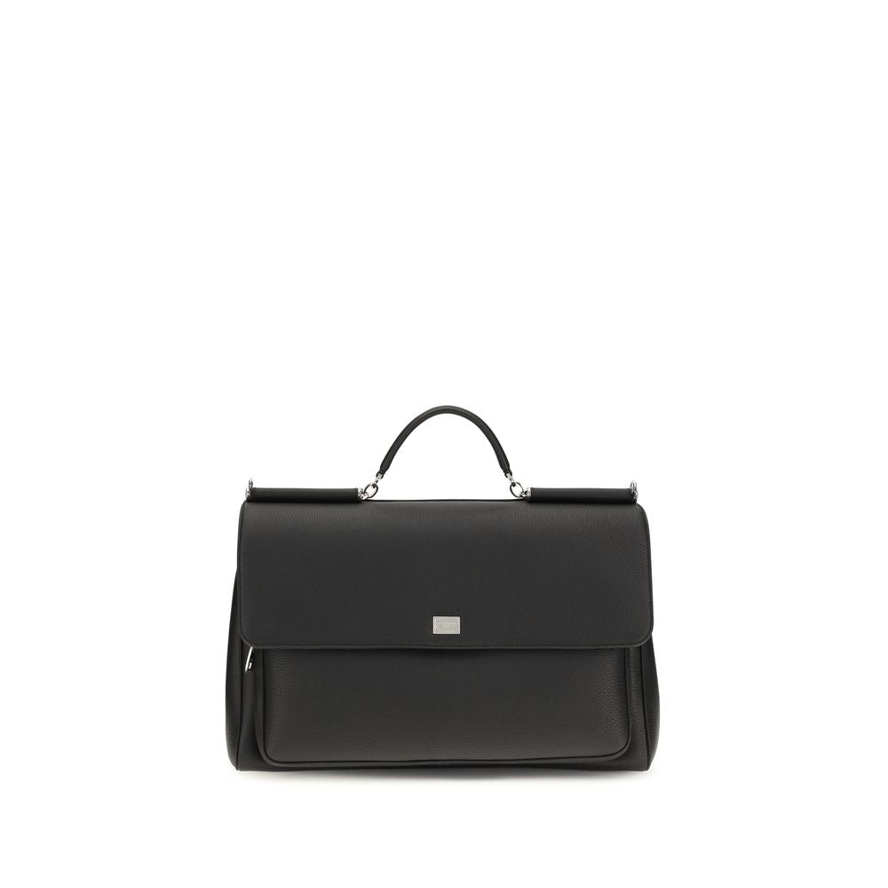 Elevate your style with the Dolce & Gabbana Black Calf Leather Bos Taurus Shoulder Bag, a masterpiece of Italian craftsmanship that embodies luxury and sophistication.