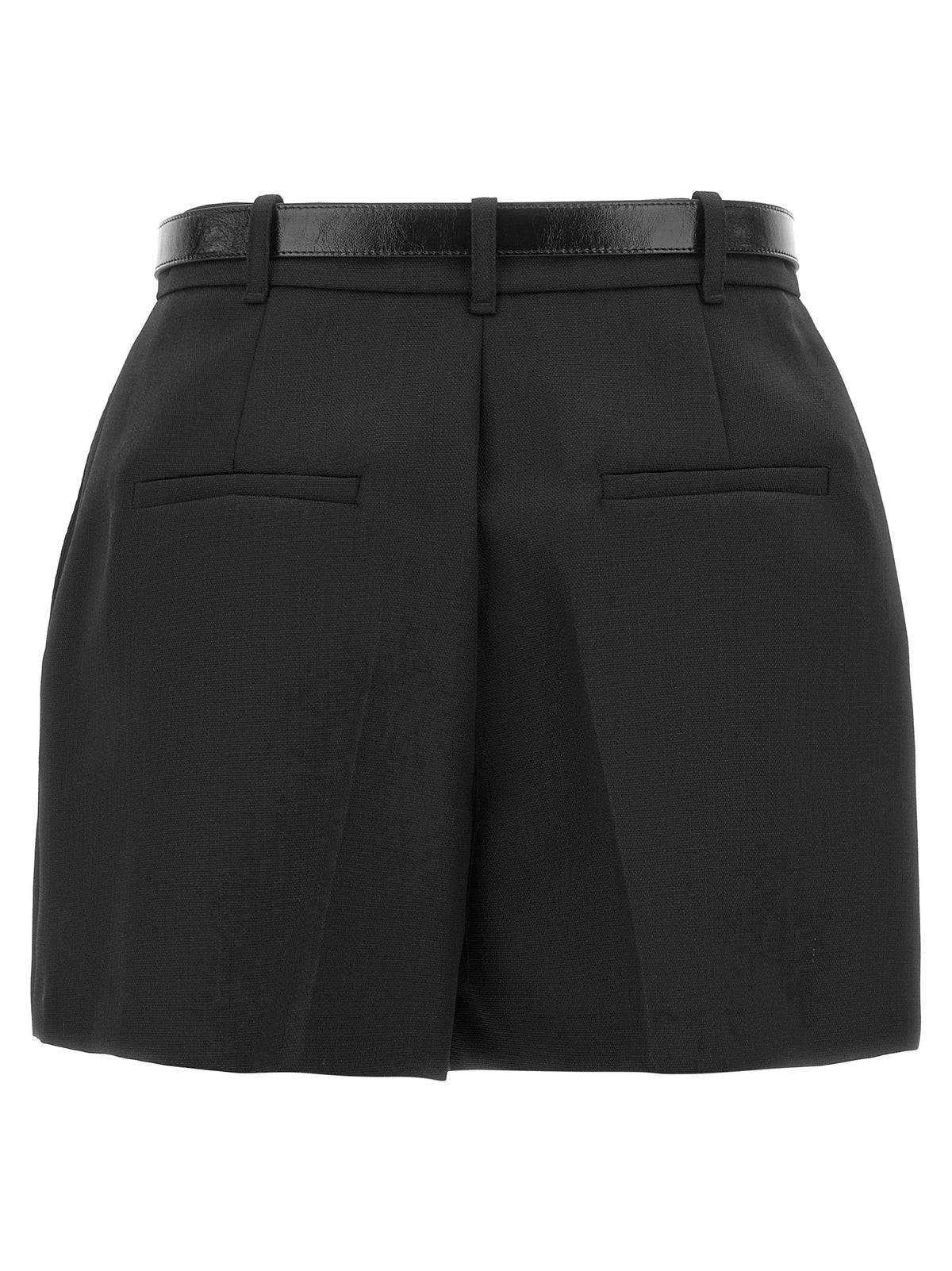 Elevate your wardrobe with the Elisabetta Franchi Black Virgin Wool Bermuda Shorts, crafted from pure virgin wool, embodying sophisticated elegance and timeless allure.