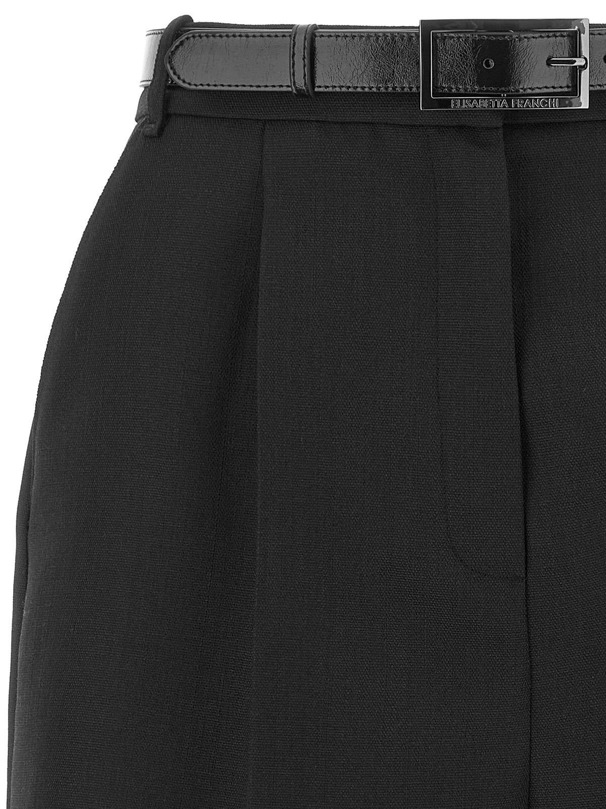 Elisabetta Franchi Black Virgin Wool Bermuda Shorts - Luxury Fashion
