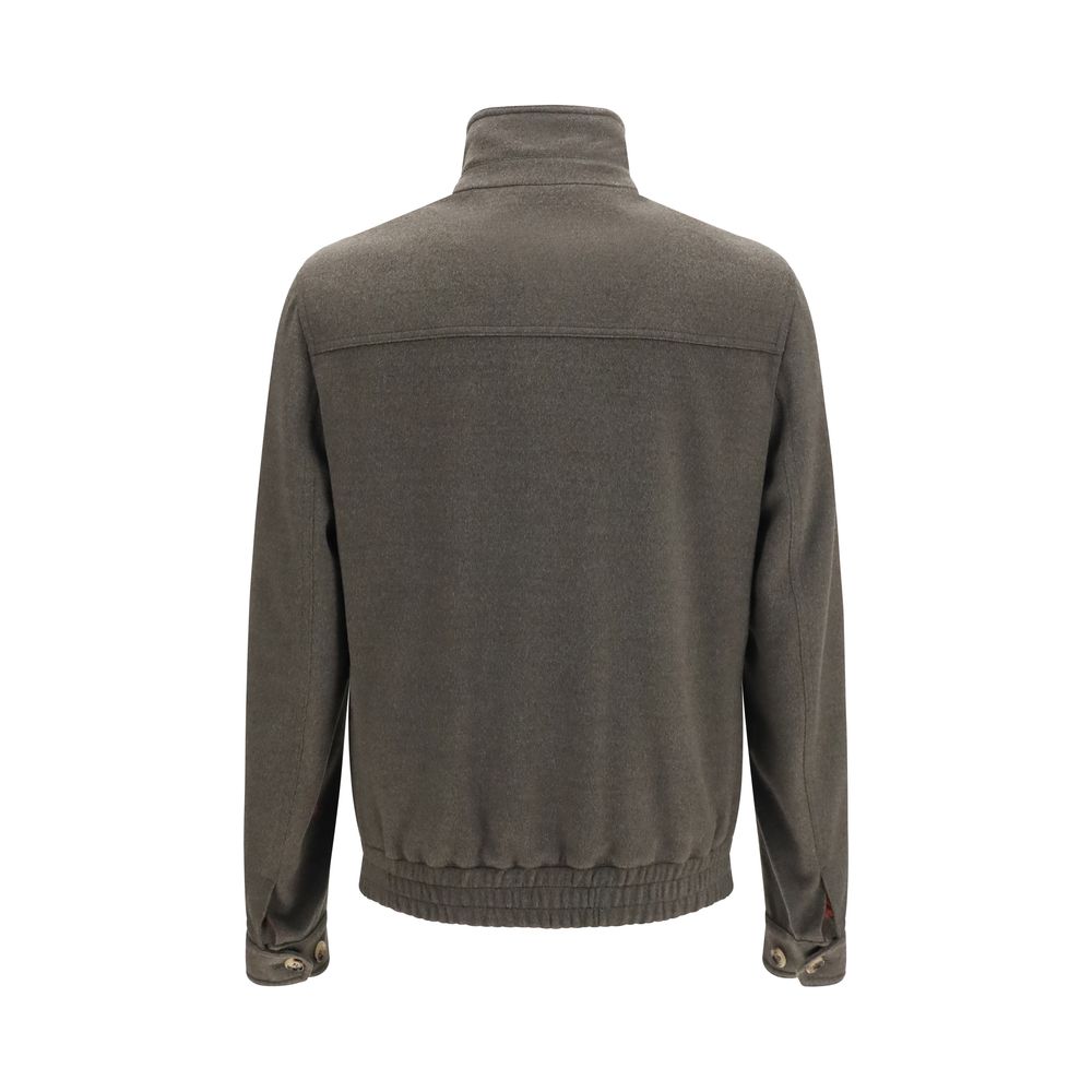 Brunello Cucinelli Gray Wool Full-Length Jacket - Timeless Elegance