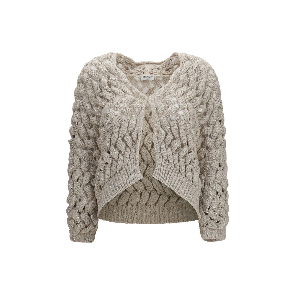 Brunello Cucinelli Beige Silk Cardigan - Exquisite Luxury Elegance