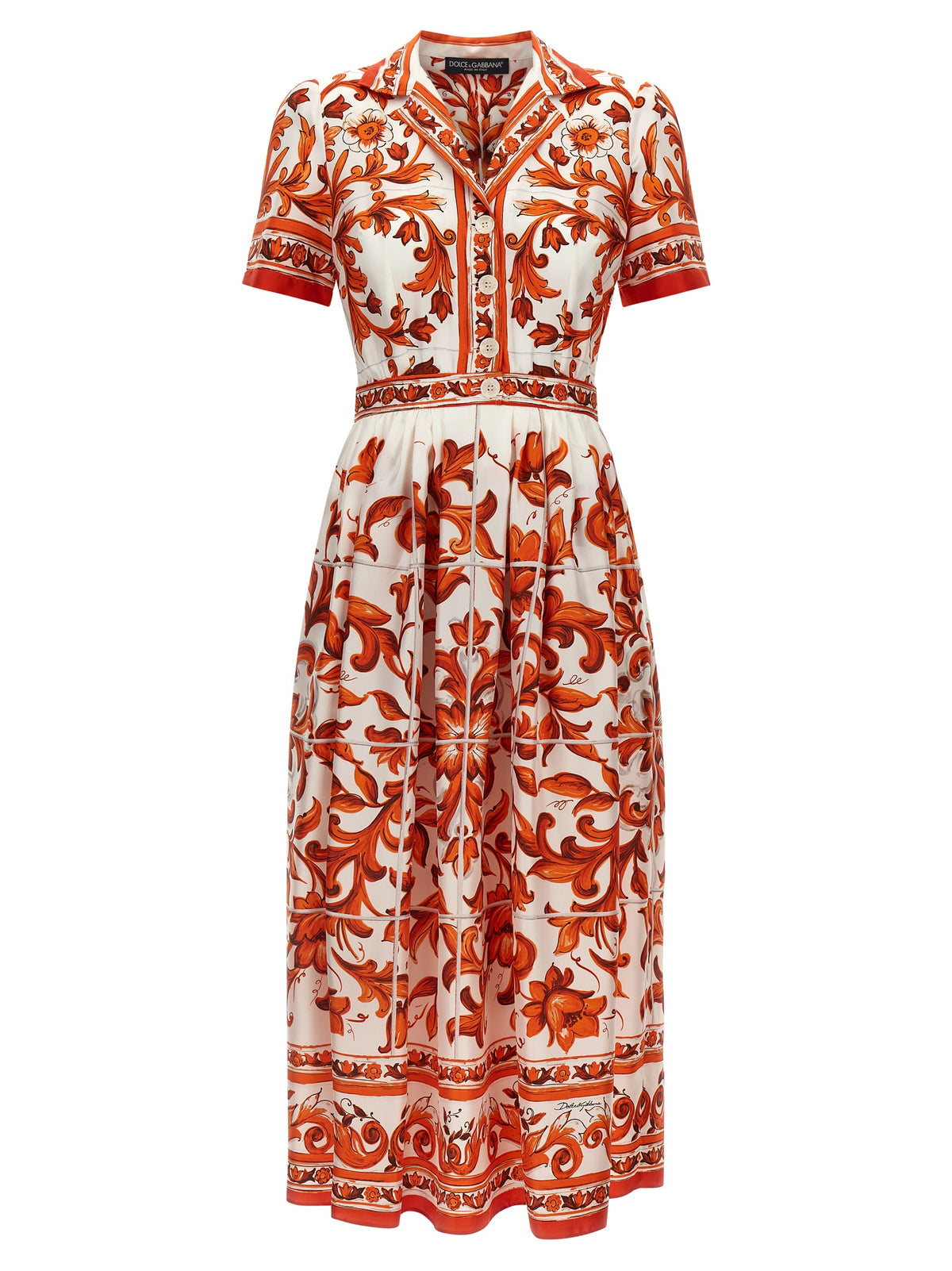 Indulge in the exquisite allure of the Dolce & Gabbana Orange Silk Midi Dress, a masterpiece of Italian craftsmanship that elevates your elegance and sophistication.