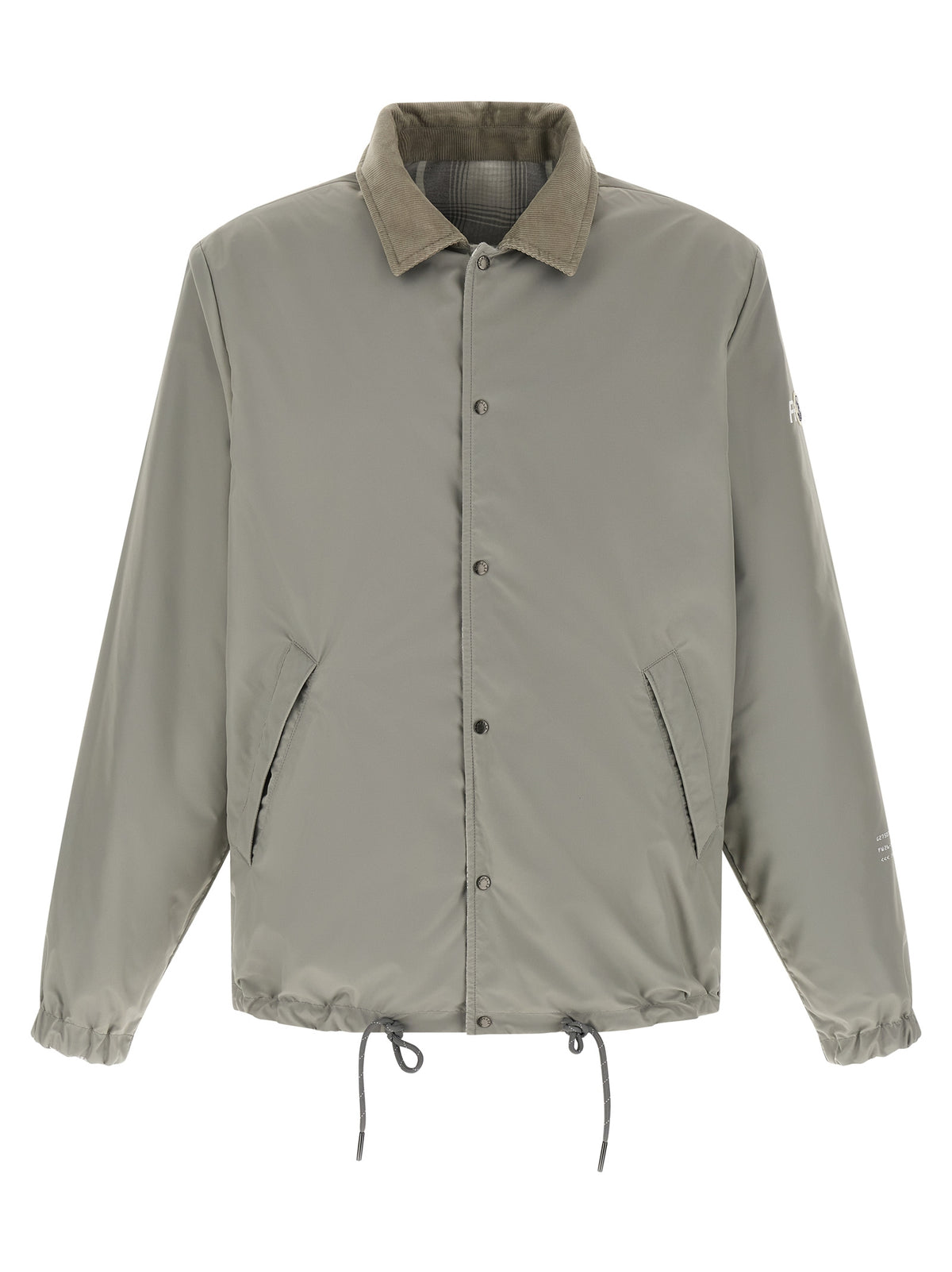 Elevate your style with the MONCLER GENIUS Gray Cotton Full-Length Jacket, a masterful blend of luxury and versatility, crafted for the discerning individual.