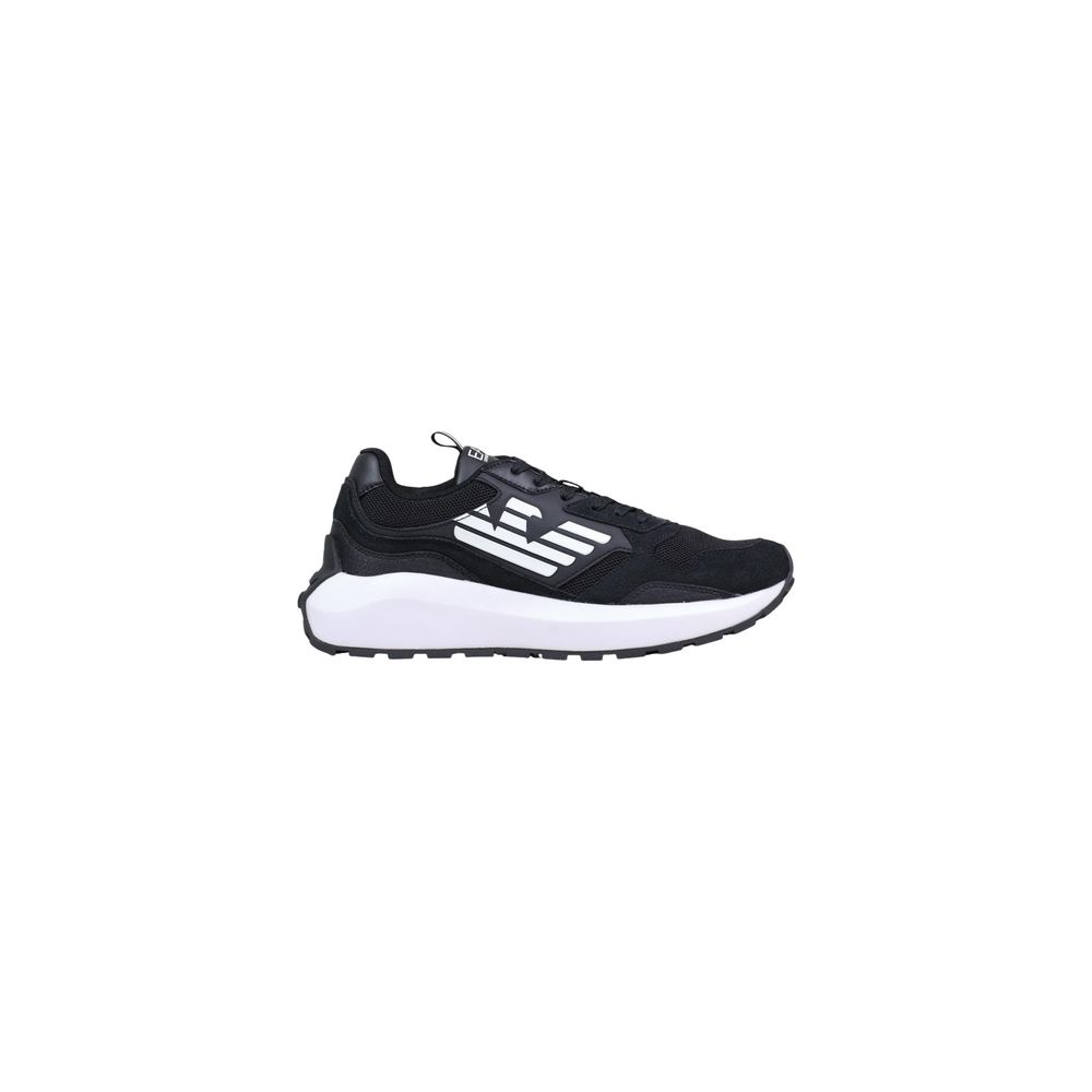 Elevate your style with EA7 Emporio Armani's Black and White Polyethylene Athletic Sneakers, where contemporary design meets unparalleled comfort for the discerning individual.