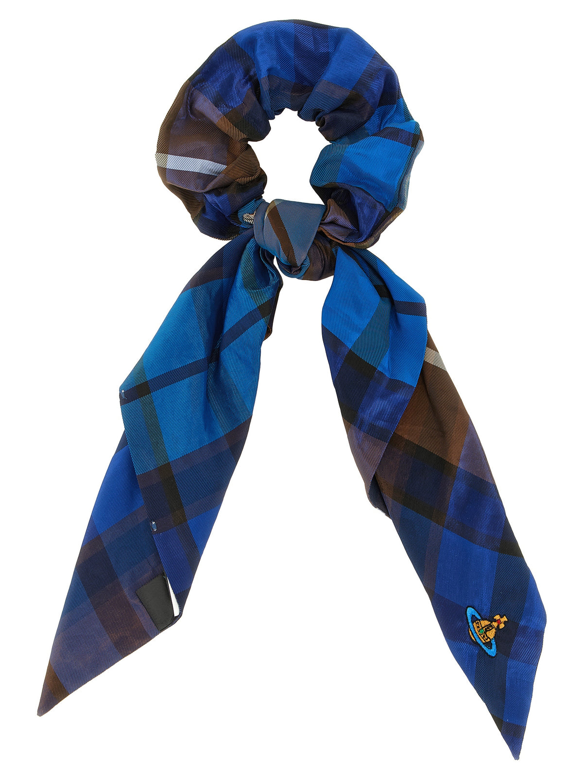 Elevate your style with the Vivienne Westwood Blue Polyester Scrunchie, a luxurious accessory that embodies British punk elegance and sophisticated craftsmanship.