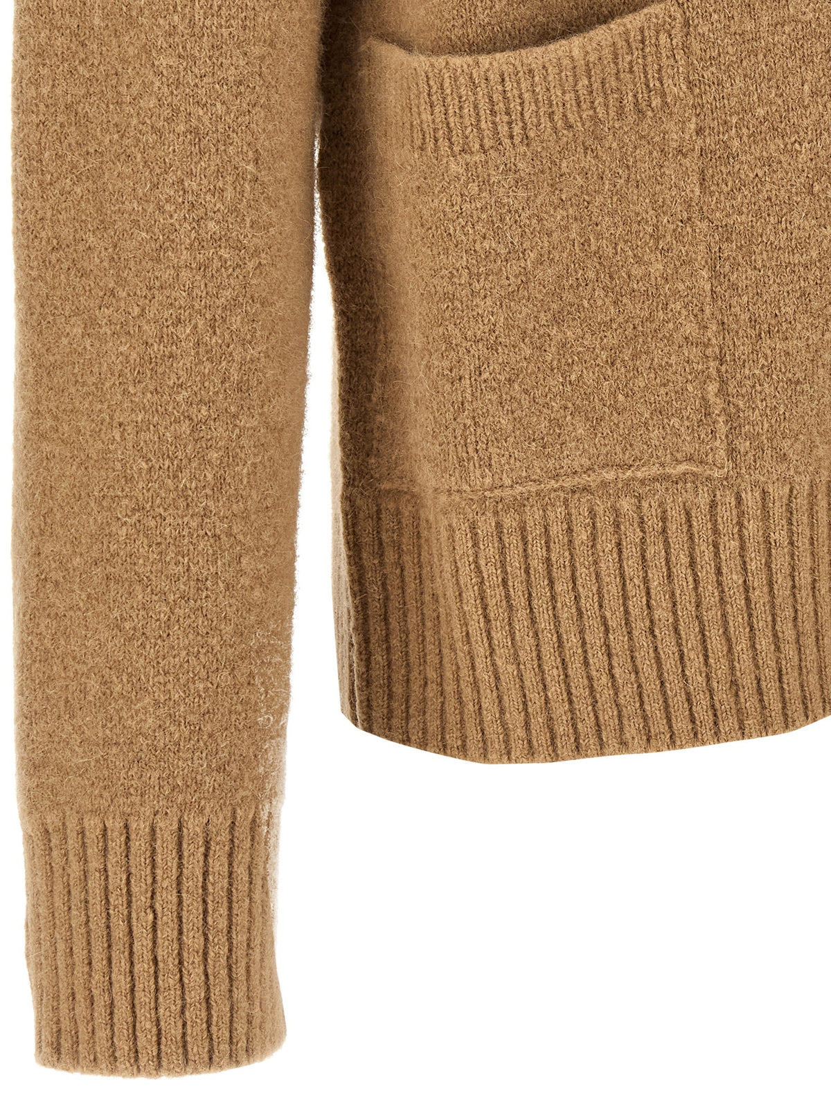 Indulge in the exquisite AMI Paris Beige Alpaca Leather Cardigan, a luxurious blend of alpaca and wool that embodies sophistication and timeless elegance.