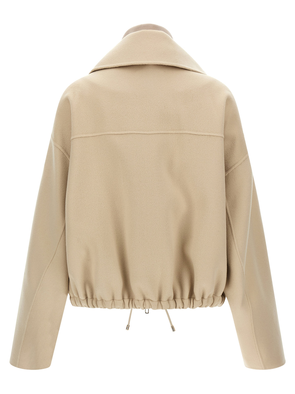 Discover the Sportmax Beige Wool Bomber, a luxurious blend of pure virgin wool and sophisticated design, perfect for those who embody elegance and authority.