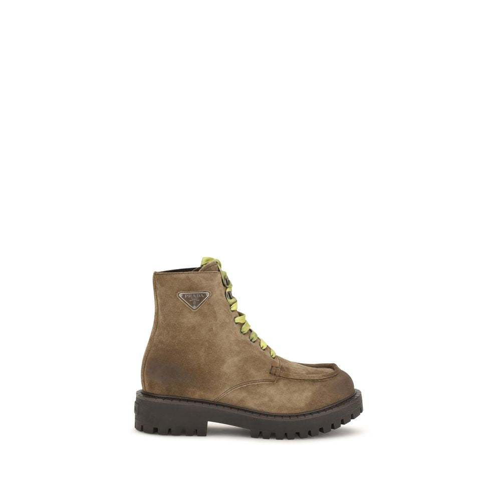Prada Brown Suede Lace-Up Boots - Timeless Luxury Footwear