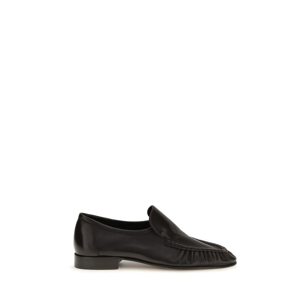 The Row Brown Suede Leather Slip-On Loafers – Timeless Elegance