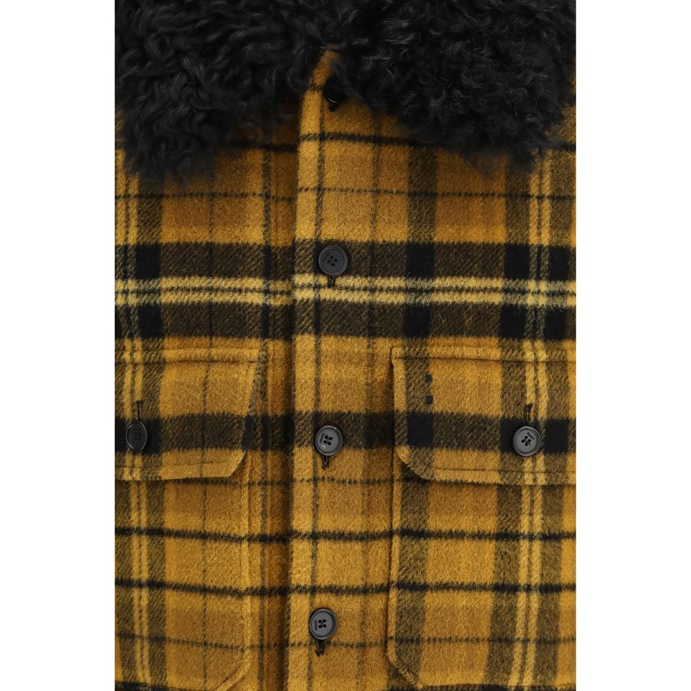 Discover the Fendi Multicolor Wool Oves Aries Full-Length Jacket, a masterpiece of Italian craftsmanship, blending luxurious fleece wool and shearling for timeless elegance.