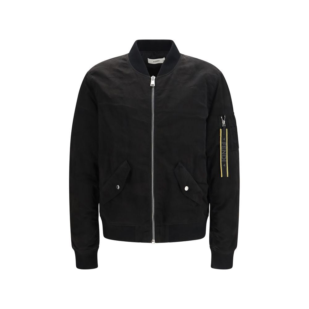 Fendi Black Polyamide Bomber Jacket - Elevate Your Elegance