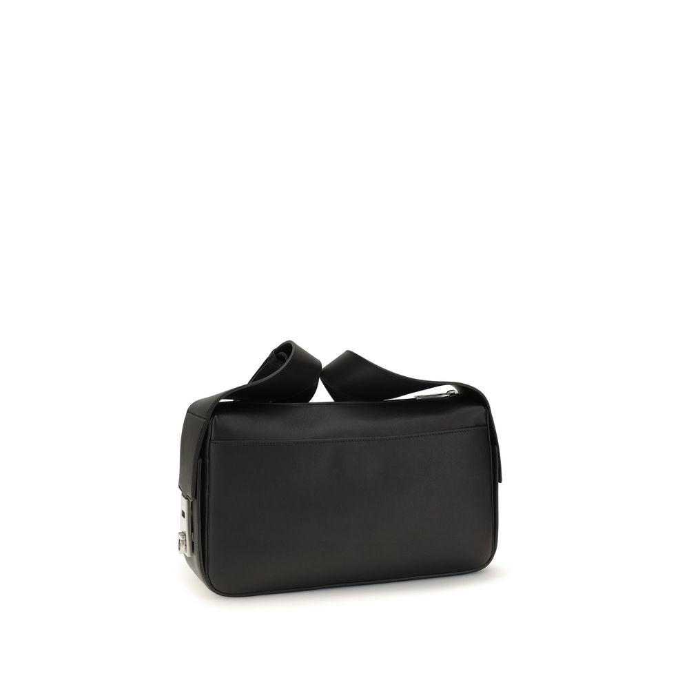Ferragamo Black Calf Leather Utility Shoulder Bag - Timeless Luxury