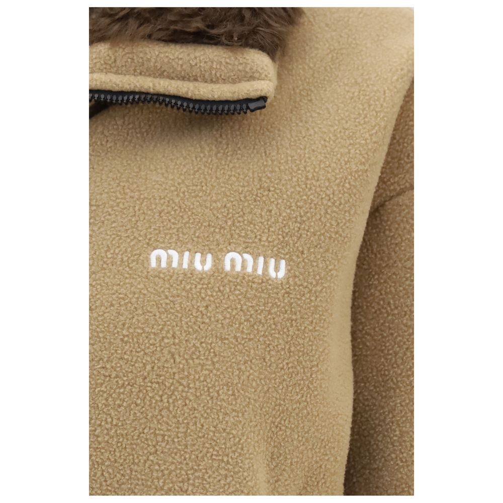 Miu Miu Beige Goose Down Full-Length Jacket - Luxe Comfort