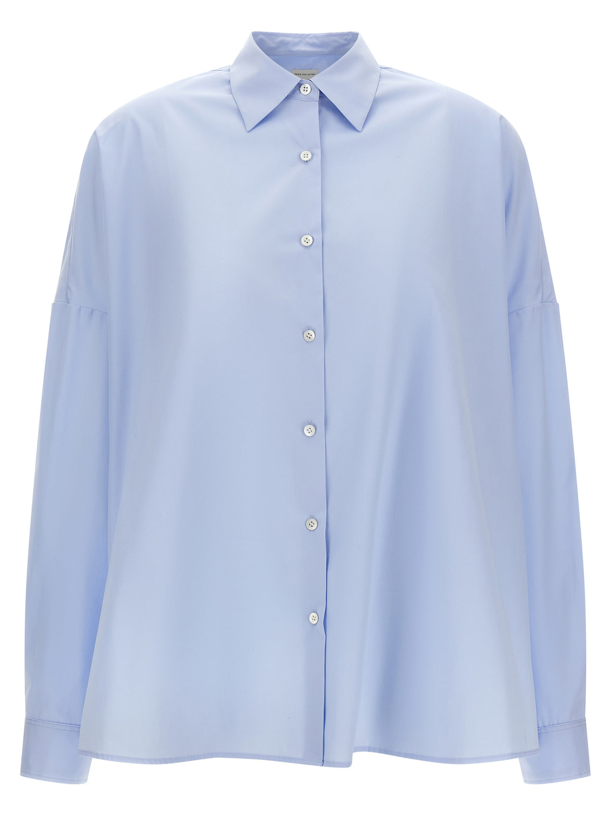Discover the Dries Van Noten Blue Cotton Blouse, where minimalist elegance meets impeccable craftsmanship, perfect for the discerning wardrobe of today.