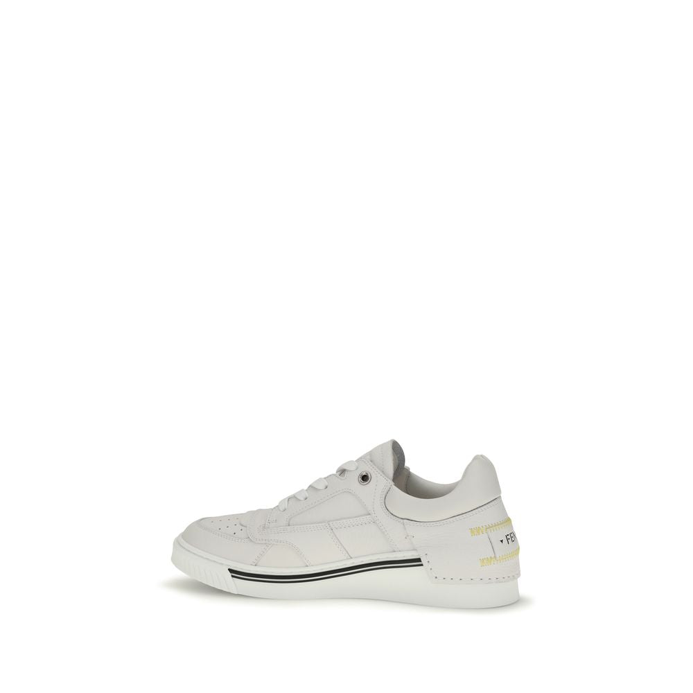 Fendi White Calf Leather Low Top Sneakers - Luxury Redefined