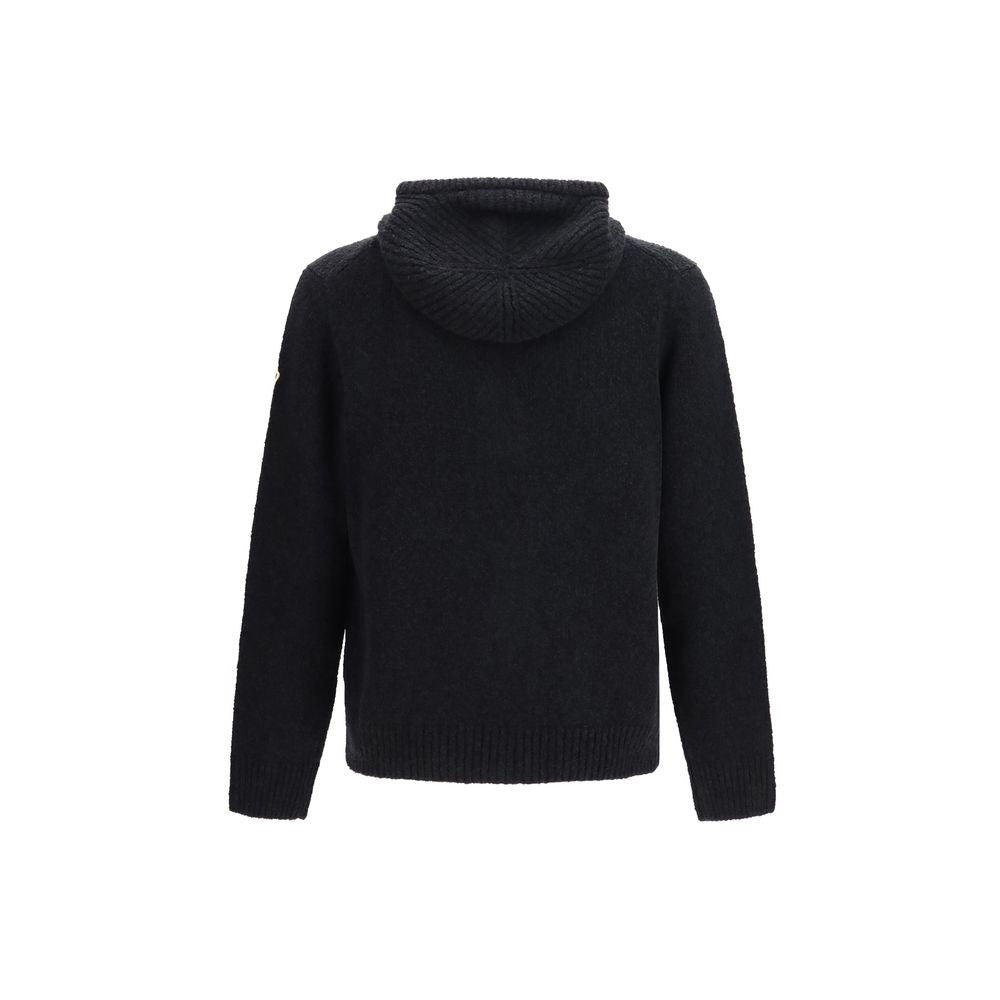 Moncler Black Wool Oves Aries Hoodie - Luxurious Bouclé Elegance