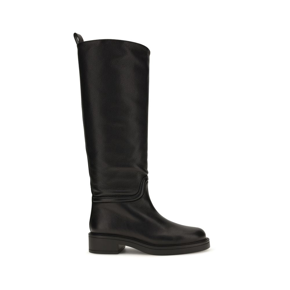 Stuart Weitzman Luxury Black Calf Leather Knee-High Boots
