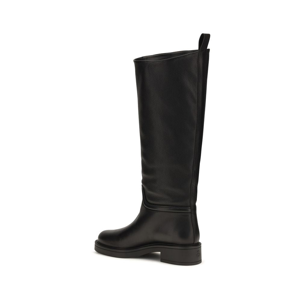 Stuart Weitzman Black Calf Leather Knee-High Boots for Timeless Elegance
