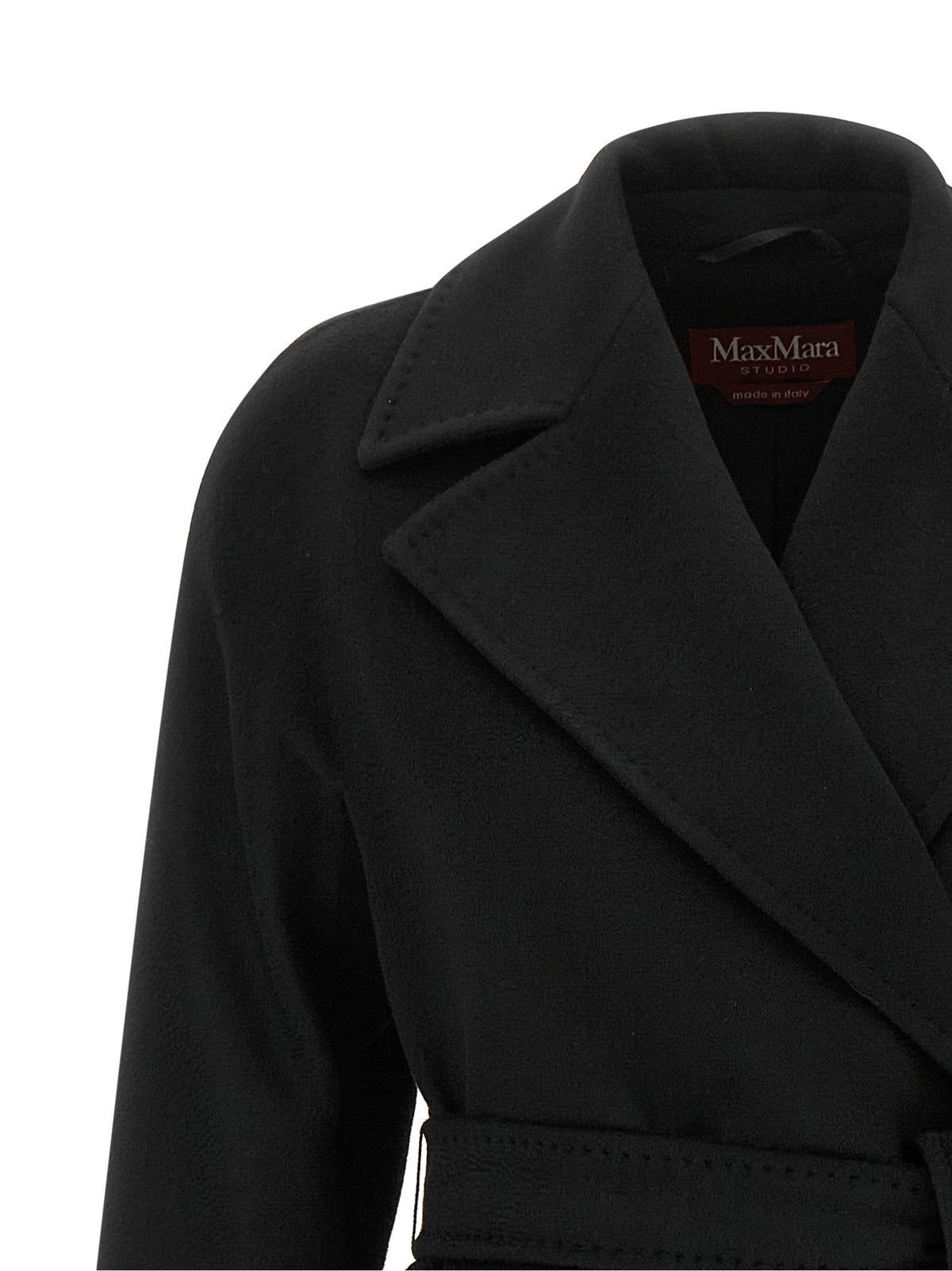 Indulge in the exquisite craftsmanship of the Max Mara Ravenna coat, a timeless black wool masterpiece that elevates your elegance and sophistication.