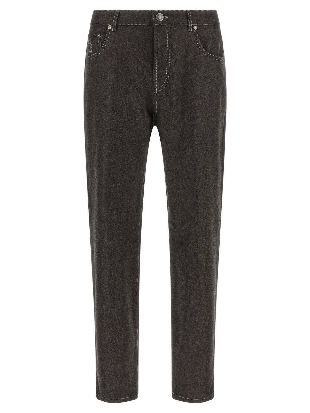 Indulge in the exquisite Brunello Cucinelli Gray Virgin Wool Casual Pants, where timeless craftsmanship meets luxurious comfort, perfect for the discerning individual.